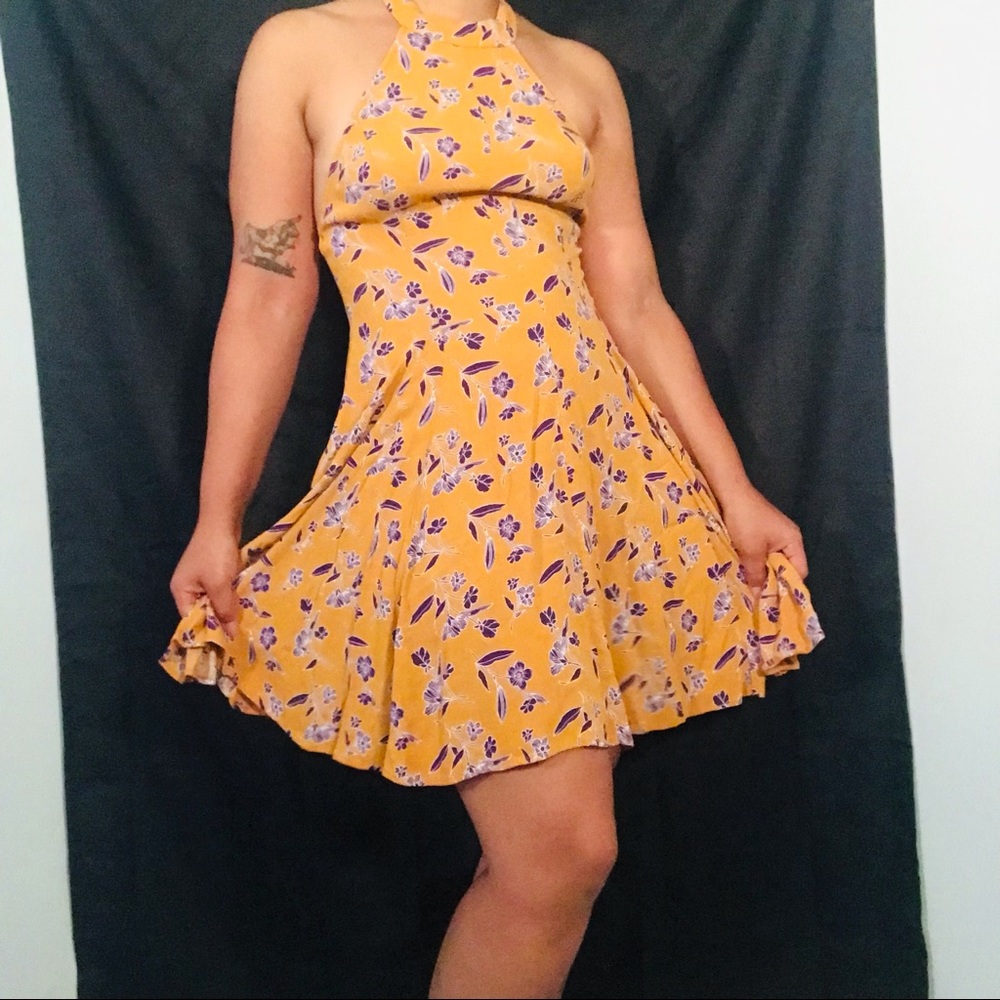 Kimchi Blue Honey Mustard Yellow Halter Top Dress